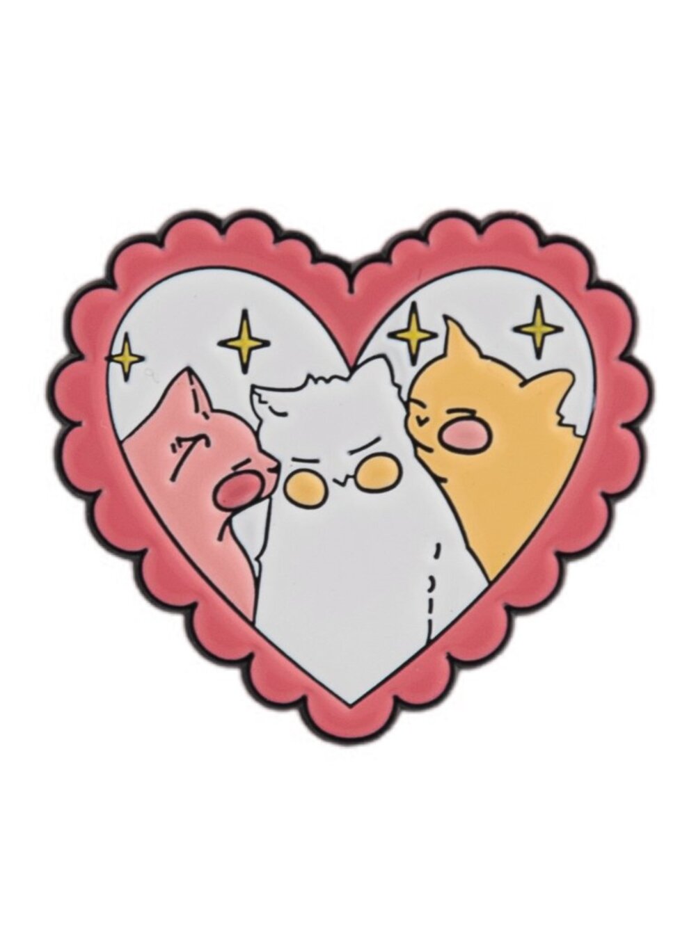 Three Cats Heart Enamel Pin Kawaii Cat Lover Pink Cute Kitty Lapel Pin